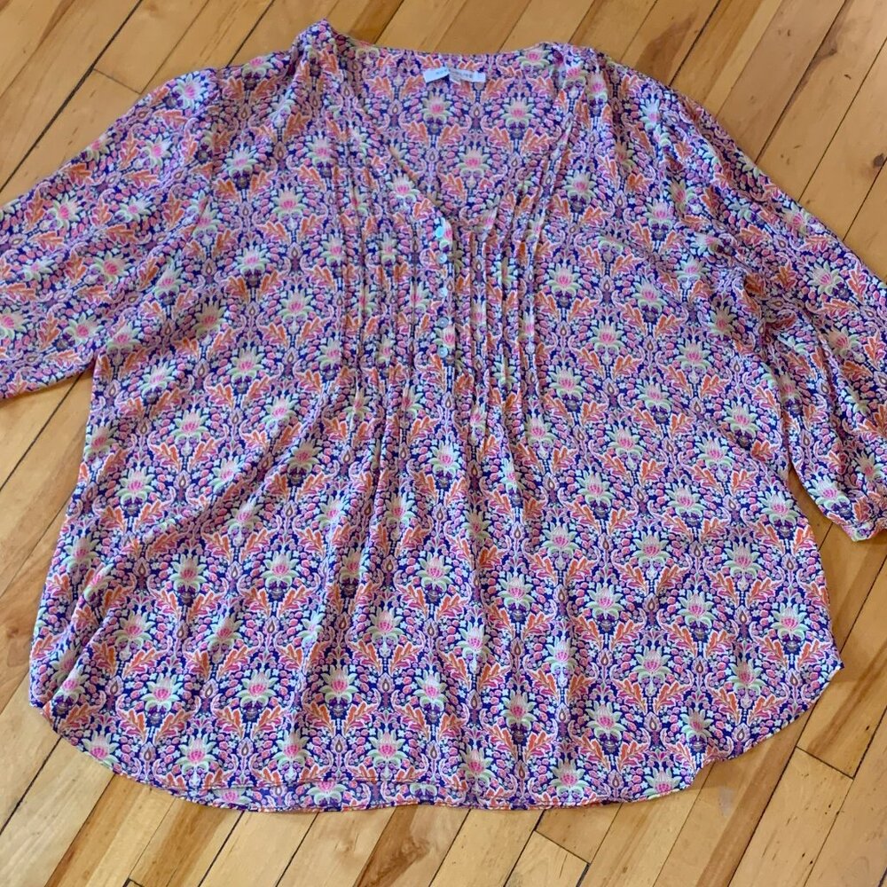 Patterned Plus Size Blouse